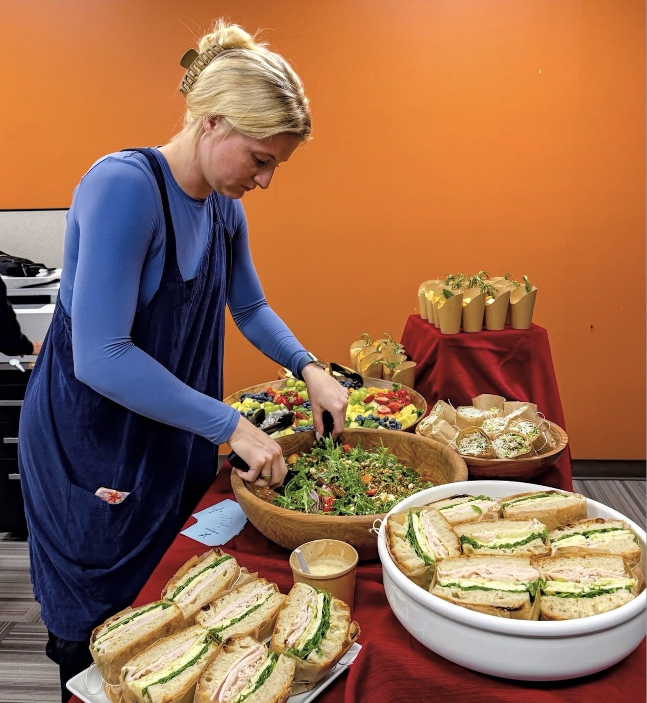 Setting the buffet table